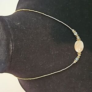 1/20 14K GP Necklace w/ Mother of Pearl & AB Crystals